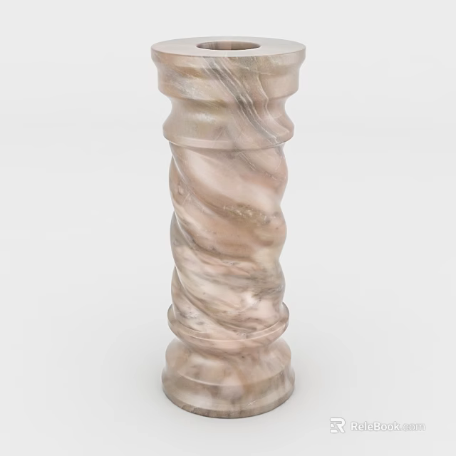 Elegant Decorative Marble Pillar With Spiral Design And Textured Surface 3d model