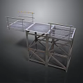 Industrial Metal Platform Equipment With Steel Frame Grated Floor Guardrails And Yellow Warning Strips