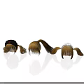Children's Brown Pigtail Wigs With Black Hat And White Background Reflections