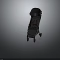 Modern Black Baby Stroller With Canopy Handle And Sleek Design Wheels