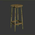 Classic Wooden Stool With Round Seat And Stable Legs For Home Decor