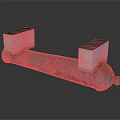 Metal Cylindrical Rod With Square White Blocks As Industrial Mechanical Part