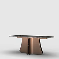 Elegant Modern Dining Table with Marble Top and Copper Base Design 3d model