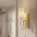 Modern Golden Wall Sconce With Ivory Marble Shade And Soft Indoor Lighting Design