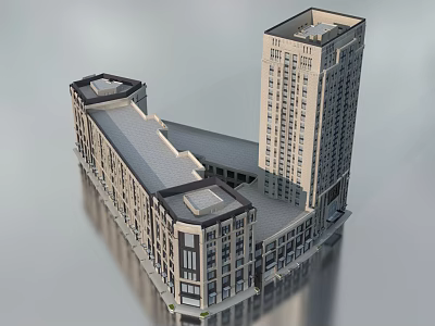 Modern Contemporary Multi storey Architectural Building With Tower And Low Rise Structure 3d model