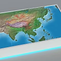 Commercial 3D Relief Map Display With Asia Region Terrain Details And LED Lighting Base