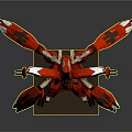 Red Winged Mecha Game Movie Character with Detailed Design and Stand Base