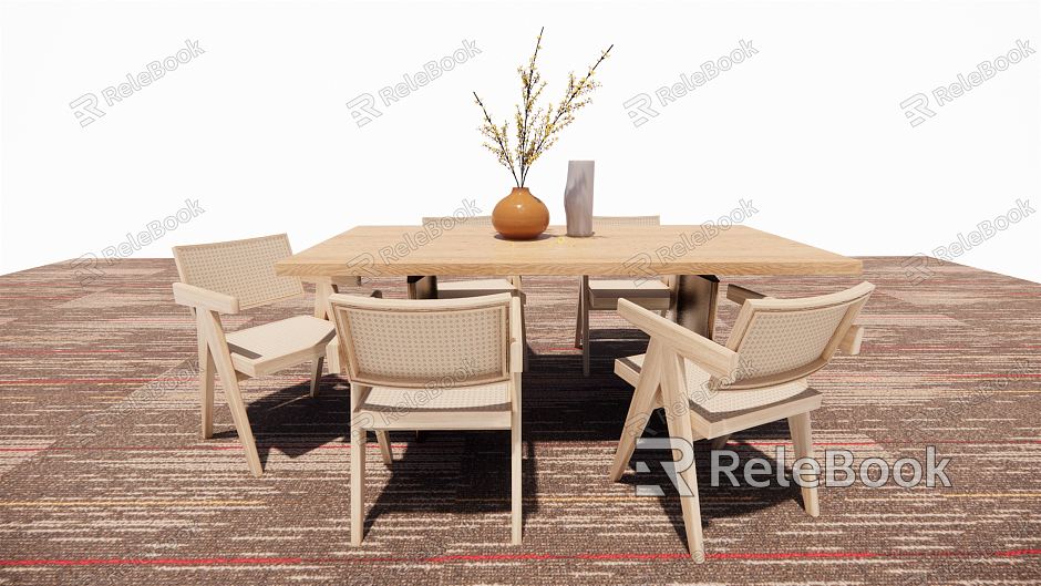 Quiet Dining Table and Chair Combination Japanese Log Natural Dining Table Dining Chair Single Chair model