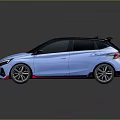 Blue Hyundai Hatchback With Black Roof Sporty Design And Alloy Wheels