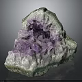 Natural Amethyst Geode Cluster With Purple Crystals And White Green Layers