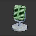 Vintage Metal Microphone With Classic Retro Design And Round Stand Base
