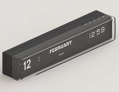 Sleek Black Audio Speaker With Digital Clock And Calendar 3d model