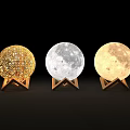 Moon Shaped Floor Lamps With Various Designs And Golden Triangle Bases