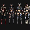 Game and Movie Female Characters in Various Armored Costumes with Small Cat