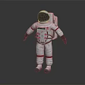 Man Wearing White Spacesuit With Red Stripes And Reflection On Dark Surface 3d model
