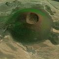 Aerial View Of Stunning Volcanic Landscape With Red Crater And Desert Terrain
