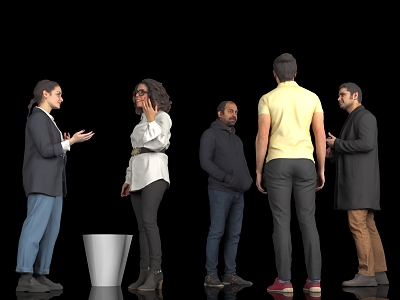 Dialogue Talk Multi-Person Character Standing Posture Chat Woman Man Call Scene Atmosphere City Road Standing 3d model