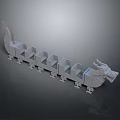 Gray Dragon Boat Model With Detailed Dragon Head And Multiple Seats 3d model