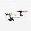 Two Metal Military Weapon Aircraft Models With Stands And Propellers On