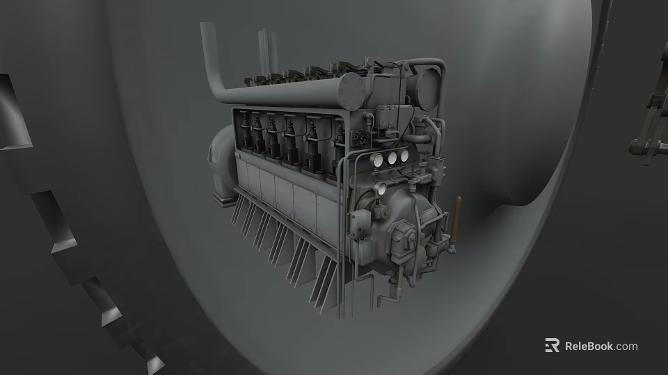 Warship Engine Mechanical Structure Detailed 3D Model With Intricate Industrial Components 3d model 