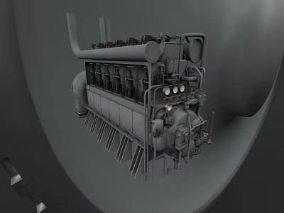 Warship Engine Mechanical Structure Detailed 3D Model With Intricate Industrial Components 3d model
