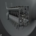Warship Engine Mechanical Structure Detailed 3D Model With Intricate Industrial Components 3d model