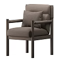 Stylish Single Sofa With Wooden Frame And Beige Fabric Upholstery Featuring Gray Accent Pillow