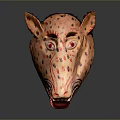 Game And Movie Character Mask Animal Head Design Orange With Black Spots And Prominent Eyes
