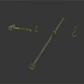 Practical Hardware Tools Collection Featuring Hammer Crowbar And Metal Hooks Set