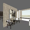 Modern Office Interior With Wooden Wall Panels Decorative Paintings Comfortable Chairs And Large Window