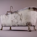 Isolated Vintage Bathtub With Peeling White Paint Brass Feet Old Faucet