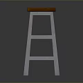 Modern Design Stool With Brown Wooden Seat And Metal Cross Support Legs