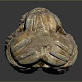 Ancient Double Headed Stone Sculpture With Intricate Facial Carvings And Weathered Texture