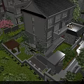 Traditional Garden Landscape With Lush Green Plants Stone Pathway And Pavilion Design