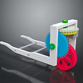 Colorful Hardware Tool Mechanism With Blue Gear Red Wheel And White Frame