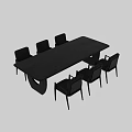 Modern Rectangular Dining Table And Chair Set With Wooden Top And Black Frame Chairs 3d model