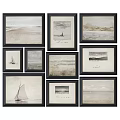 Framed Abstract Paintings With Coastal Scenes Sailboats And Neutral Tones Wall Art