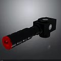 Black Mechanical Equipment Component With Red Cylindrical End And Industrial Metal Structure 3d model