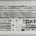 Versatile Lighting Fixture Set With Various Components Different Shapes Sizes And Organized Arrangement