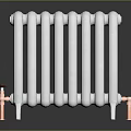 Classic White Radiator With Copper Bottom Connectors In Modern Home Interior