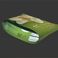 Green Snack Chips Packaging With Modern Design And Reflective Surface On Black Background 3d model