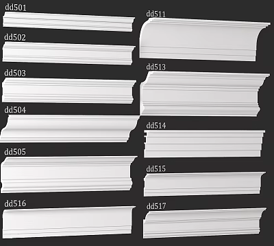 Various Gypsum Coving Models With Different Profiles And Designs For Interior Decoration 3d model