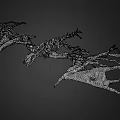 Flying Animal Dragon Skeleton Silver Skeletal Structure With Wings 3D Rendered On Dark Background