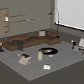 Modern sofa coffee table combination 3d model