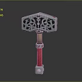 Sturdy Metal Head Hammer With Red Braided Handle And Decorative Patterns For Hardware Tools