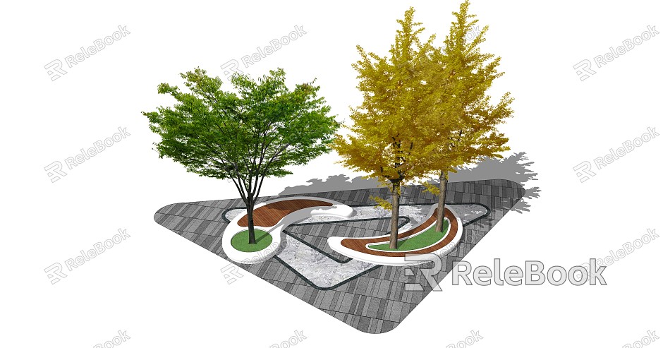 Modern tree pool landscape seat model