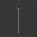 Ornate Sword With Blue Blade And Purple Gold Hilt Decoration