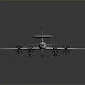Military AWACS Aircraft Model With Large Radar Dome And Four Propeller Engines