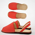 Stylish Red Open Toe Sandals with Beige Sole and Comfortable Straps 3d model