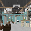 Modern Hair Beauty Salon Interior Design With Blue Walls Brown Sofas And Styling Chairs